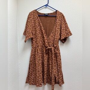Known Supply Floral Organic Cotton Wrap Mini Dress Size 2XL